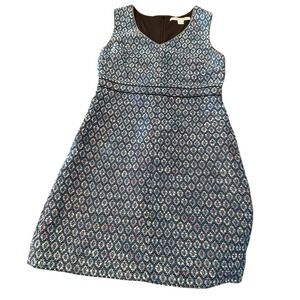 Diane Von Furstenberg Leelou Tweed Sheath Dress Size 6 Blue Sleeveless Career